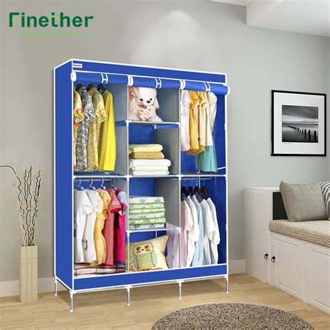 Double Modular Metal Framed Fabric Wardrobe 